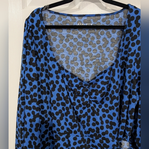NWT Ava & Viv Women's Black and Blue Dot Long Sleeve Dress in Size 3X - Picture 3 of 12
